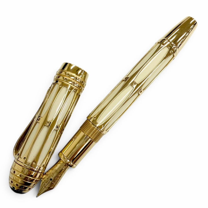 極美品△MONTBLANC モンブラン パトロンシリーズ2005 ユリウス二世 ペン先18K Mニブ 4711/4810 ホワイトスター 万年筆 ゴールド クリーム