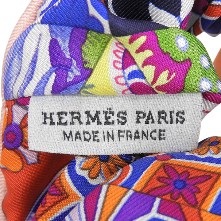 極美品▲HERMES エルメス シュシュ クラウディア シルク100％ 総柄 ヘアアクセサリー 髪留め ゴム マルチ フランス製 レディース 箱付き