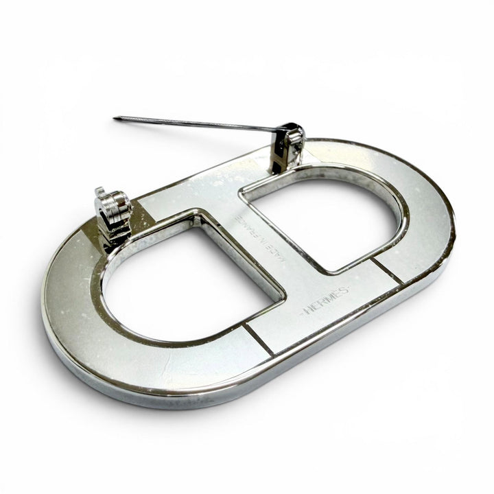 未使用品△HERMES エルメス H500393FK89 ブローチ シェーヌ ダンクル アリゲーターマット 現行品 ブラック フランス製 箱・保存袋付き