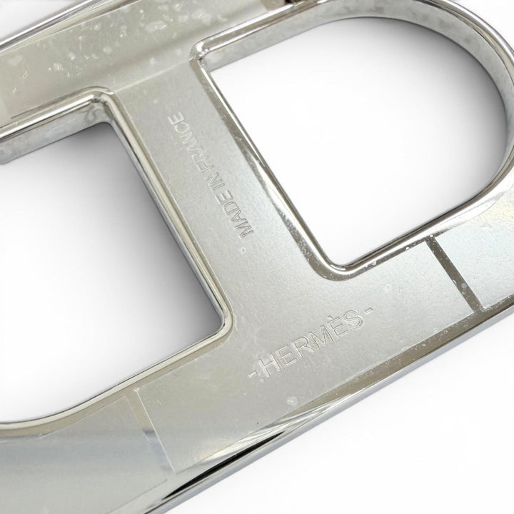 未使用品△HERMES エルメス H500393FK89 ブローチ シェーヌ ダンクル アリゲーターマット 現行品 ブラック フランス製 箱・保存袋付き
