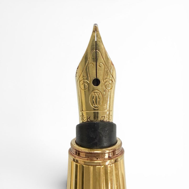 良品△Cartier カルティエ ヴィンテージ パシャ ドゥ カルティエ Fニブ トリニティ ペン先18K レットジェムストーン 万年筆 ボルドー