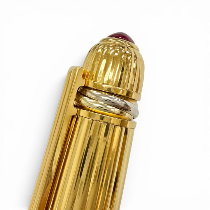 良品△Cartier カルティエ ヴィンテージ パシャ ドゥ カルティエ Fニブ トリニティ ペン先18K レットジェムストーン 万年筆 ボルドー