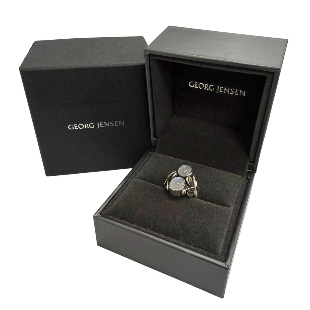美品△Georg Jensen ジョージジェンセン 48 ムーンライト ブロッサム 925 ムーンストーン リング 指輪 JP9号 重量6.1g レディース 箱付き
