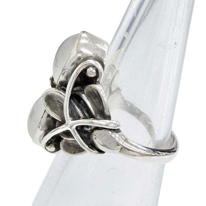 美品△Georg Jensen ジョージジェンセン 48 ムーンライト ブロッサム 925 ムーンストーン リング 指輪 JP9号 重量6.1g レディース 箱付き