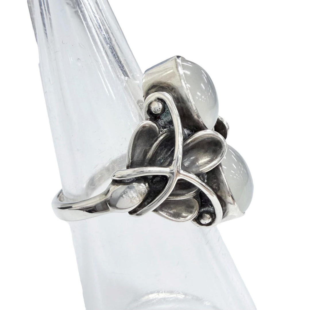 美品△Georg Jensen ジョージジェンセン 48 ムーンライト ブロッサム 925 ムーンストーン リング 指輪 JP9号 重量6.1g レディース 箱付き