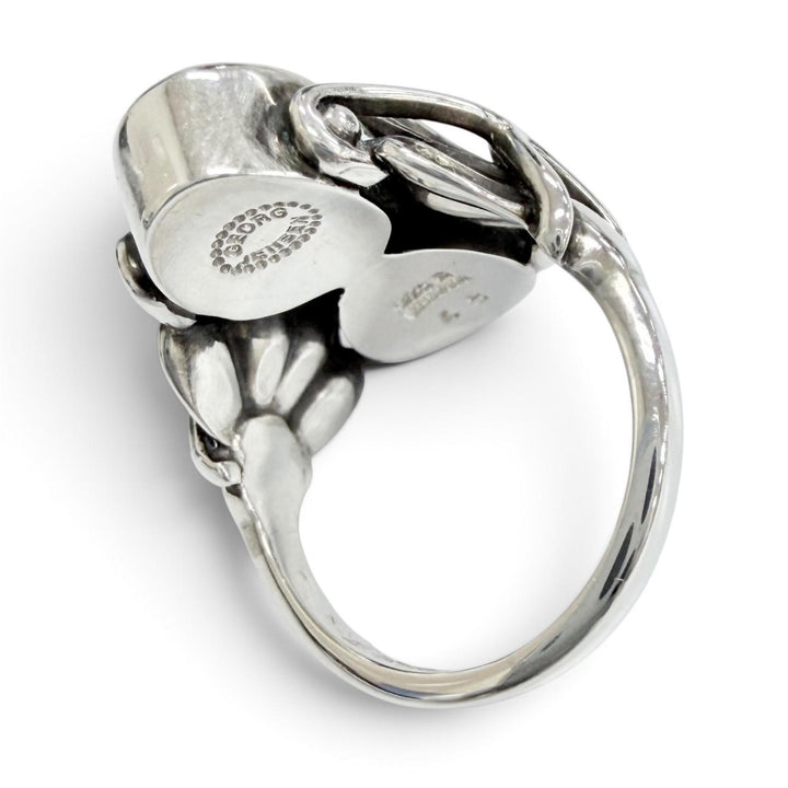 美品△Georg Jensen ジョージジェンセン 48 ムーンライト ブロッサム 925 ムーンストーン リング 指輪 JP9号 重量6.1g レディース 箱付き