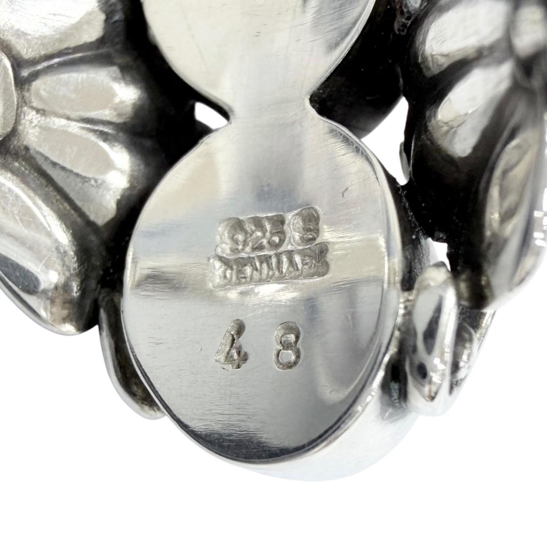 美品△Georg Jensen ジョージジェンセン 48 ムーンライト ブロッサム 925 ムーンストーン リング 指輪 JP9号 重量6.1g レディース 箱付き