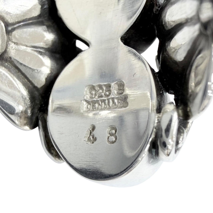 美品△Georg Jensen ジョージジェンセン 48 ムーンライト ブロッサム 925 ムーンストーン リング 指輪 JP9号 重量6.1g レディース 箱付き