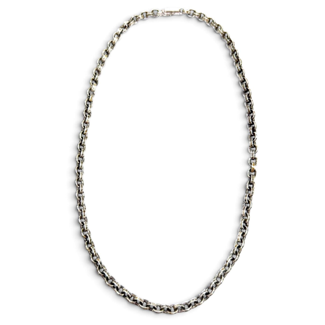 美品▼CHROME HEARTS クロムハーツ PAPER CHAIN ペーパーチェーン 925 14K ネックレス シルバー 18インチ 重量33.9g メンズ アクセサリー