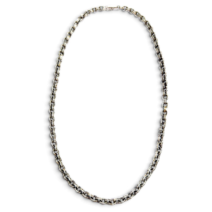 美品▼CHROME HEARTS クロムハーツ PAPER CHAIN ペーパーチェーン 925 14K ネックレス シルバー 18インチ 重量33.9g メンズ アクセサリー