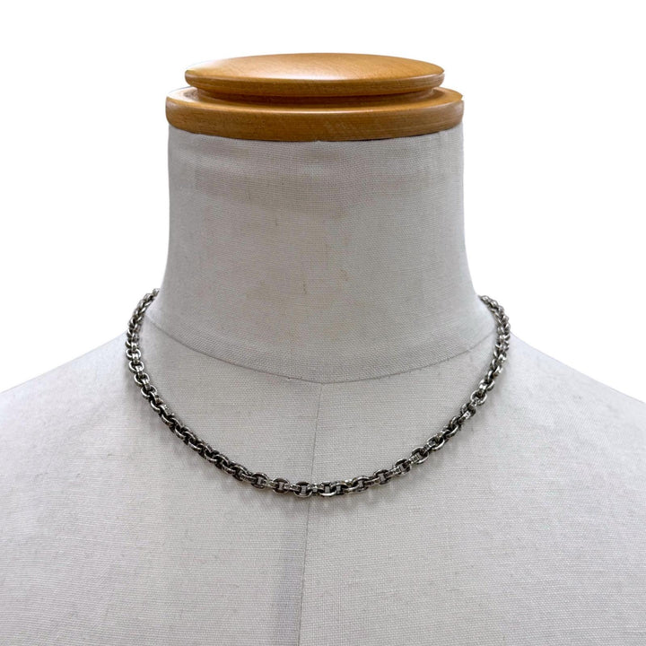 美品▼CHROME HEARTS クロムハーツ PAPER CHAIN ペーパーチェーン 925 14K ネックレス シルバー 18インチ 重量33.9g メンズ アクセサリー