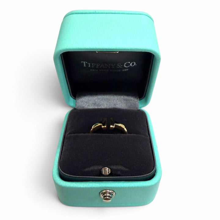 極美品□TIFFANY&amp;Co. ティファニー AU750 Tワイヤー リング 指輪 アクセサリー ピンクゴールド JP7号相当 重量2.91g レディース ケース付