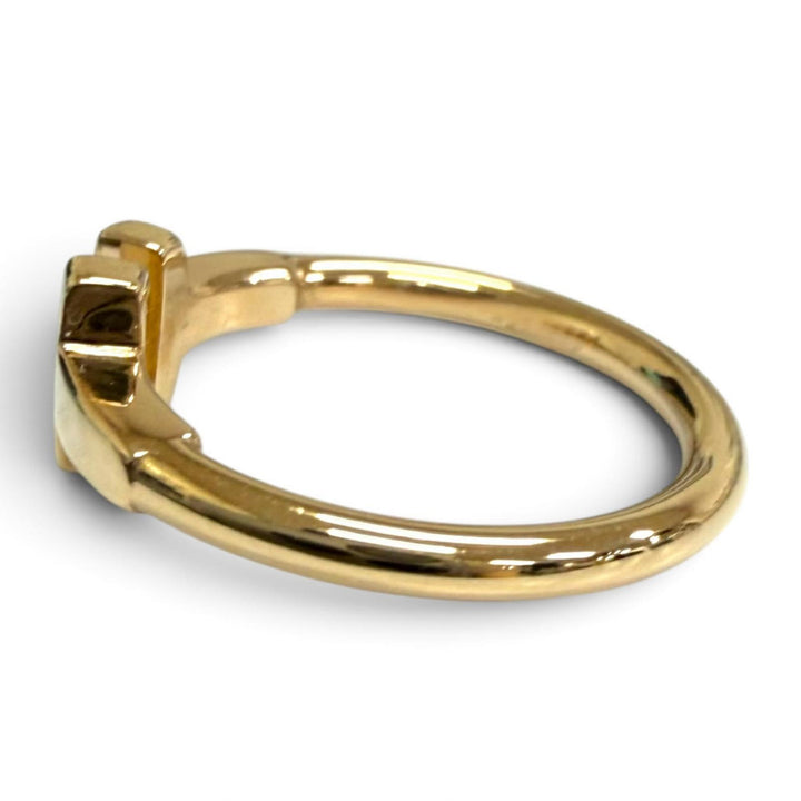 極美品□TIFFANY&amp;Co. ティファニー AU750 Tワイヤー リング 指輪 アクセサリー ピンクゴールド JP7号相当 重量2.91g レディース ケース付