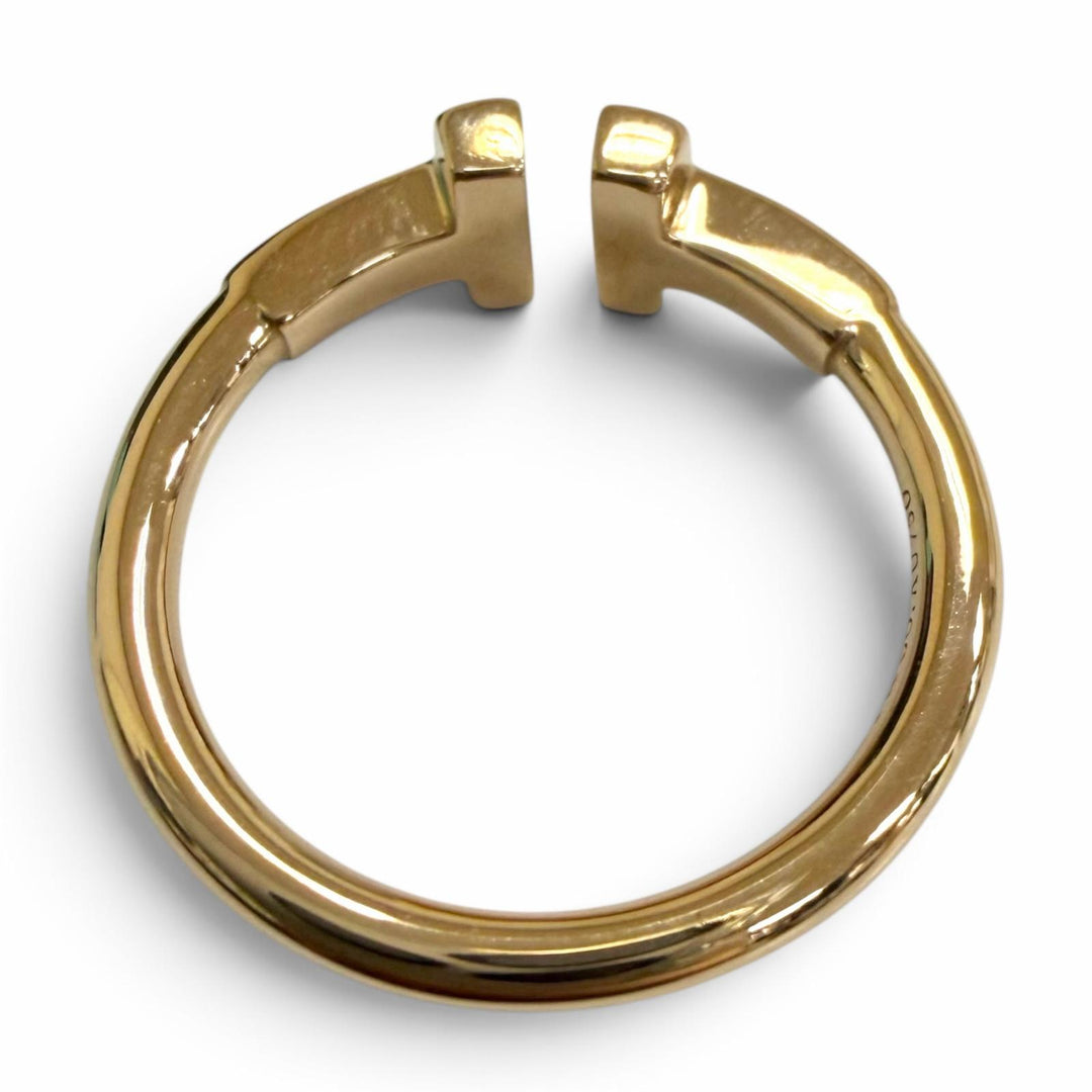 極美品□TIFFANY&amp;Co. ティファニー AU750 Tワイヤー リング 指輪 アクセサリー ピンクゴールド JP7号相当 重量2.91g レディース ケース付