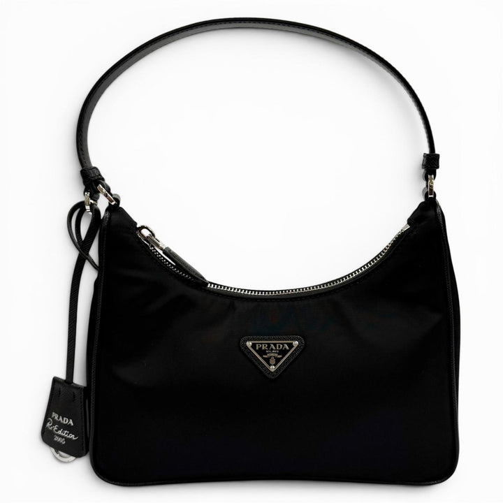 極美品★PRADA プラダ 1N204X Re-Edition 2005 Re-Nylon トライアングルロゴ ハンドバッグ ブラック イタリア製 レディース 箱・保存袋付