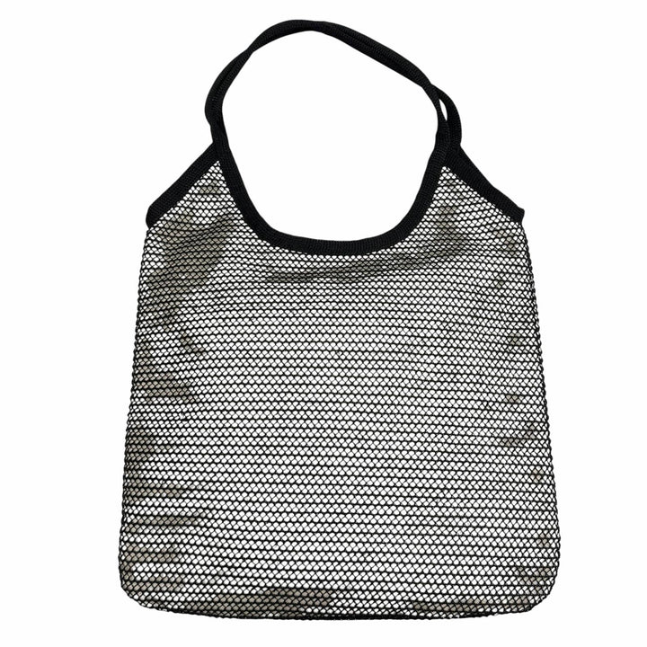 極美品★MIUMIU ミュウミュウ 5BG231 IVY アイビー NERO NATURAL ポーチ付 ロゴデザイン ラフィア メッシュ トートバッグ 保存袋付き