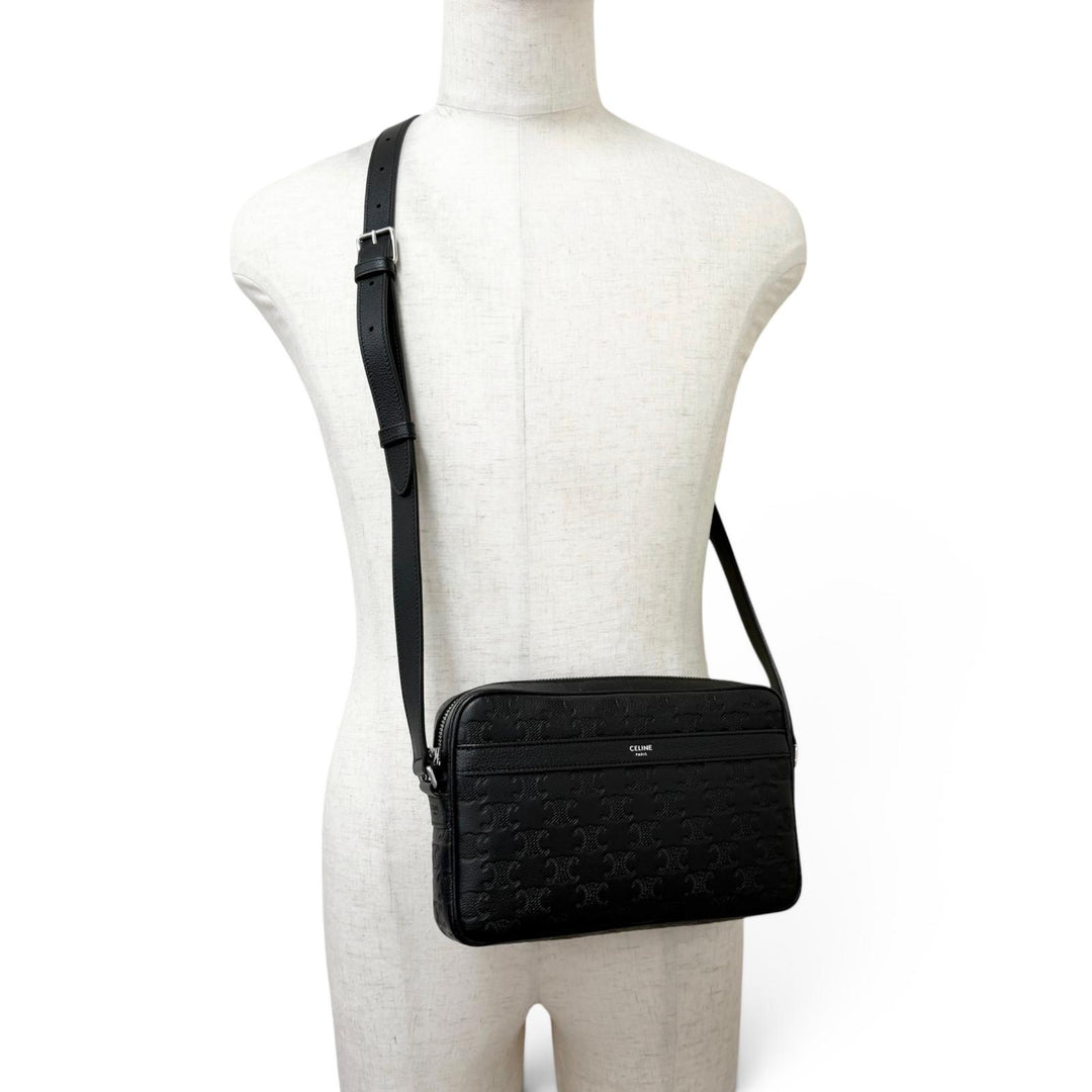 極美品□CELINE セリーヌ 117003FS3 Horizontal Messenger レザー トリオンフ ミディアム メッセンジャー ショルダーバッグ イタリア製
