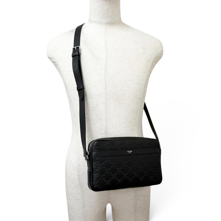 極美品□CELINE セリーヌ 117003FS3 Horizontal Messenger レザー トリオンフ ミディアム メッセンジャー ショルダーバッグ イタリア製