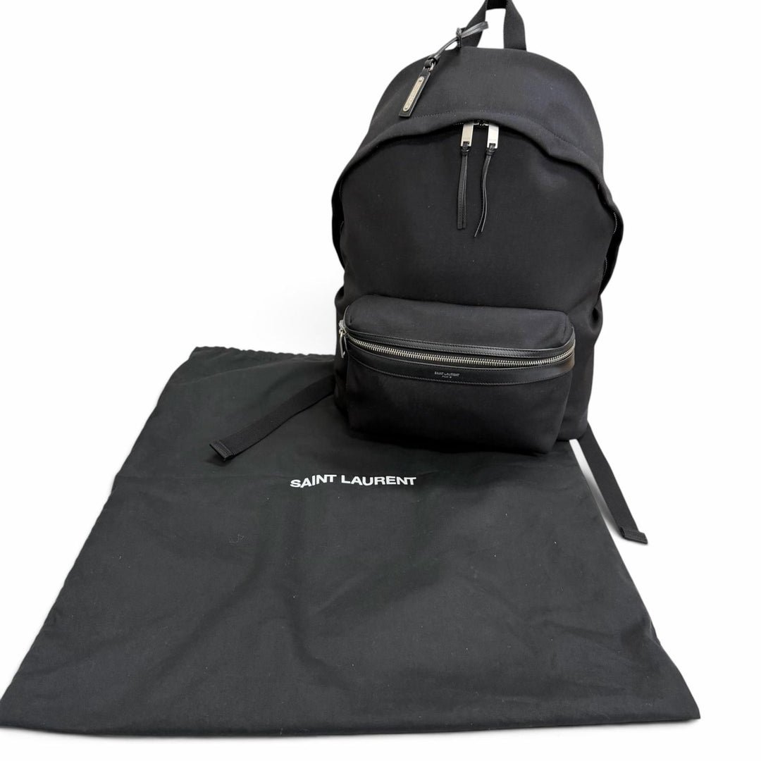美品□SAINT LAURENT PARIS サンローランパリ 534967 シティ サンローラン キャンバス レザー リュックサック イタリア製 保存袋付き