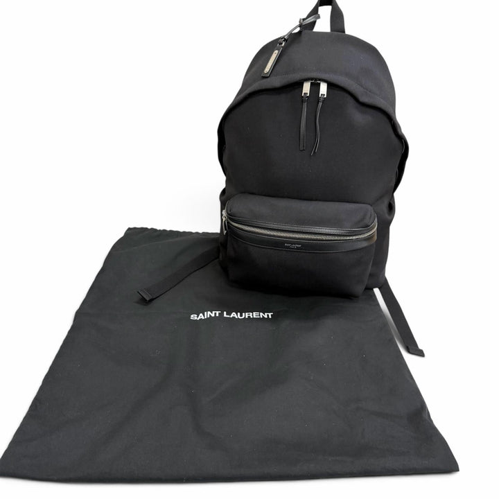 美品□SAINT LAURENT PARIS サンローランパリ 534967 シティ サンローラン キャンバス レザー リュックサック イタリア製 保存袋付き