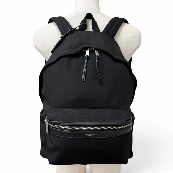美品□SAINT LAURENT PARIS サンローランパリ 534967 シティ サンローラン キャンバス レザー リュックサック イタリア製 保存袋付き