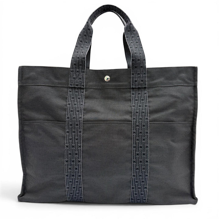 極美品▼HERMES エルメス エールライン トート GM シルバー金具 セリエボタン ハンドバッグ トートバッグ グレー フランス製 メンズ