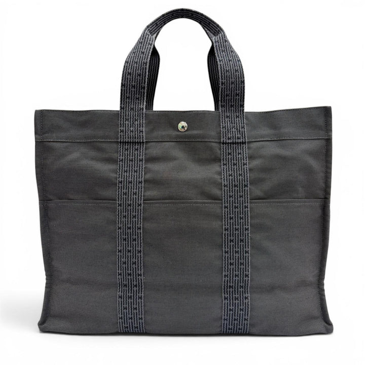 極美品▼HERMES エルメス エールライン トート GM シルバー金具 セリエボタン ハンドバッグ トートバッグ グレー フランス製 メンズ