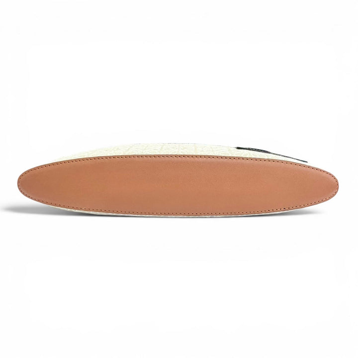 美品△LOEWE ロエベ C821C63X05 OBLONG POUCH オブロング ポーチ アナグラムレザーパッチ ジャガード クラッチバッグ ベージュ ブラウン