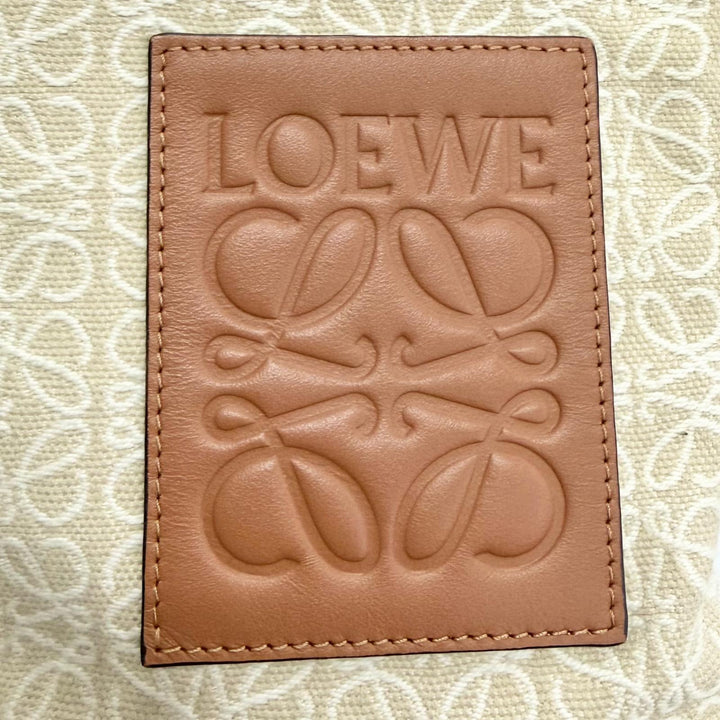 美品△LOEWE ロエベ C821C63X05 OBLONG POUCH オブロング ポーチ アナグラムレザーパッチ ジャガード クラッチバッグ ベージュ ブラウン