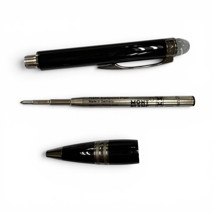 極美品▼MONTBLANC モンブラン スターウォーカー ホワイトスター ツイスト式 ボールペン ミッドナイトブラック ガンメタリック 筆記◎
