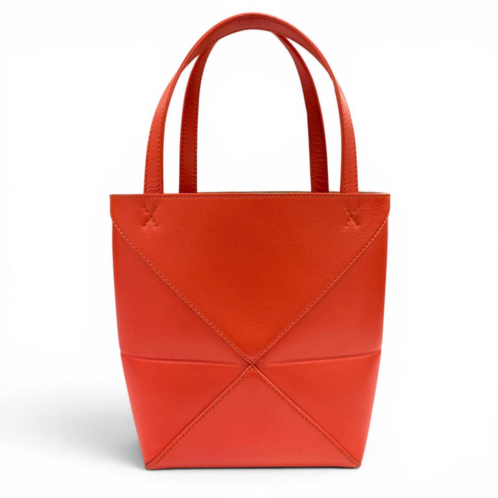良品☆LOEWE ロエベ A657V25X01 パズル フォルド トート ミニ シャイニーカーフスキン 2WAYショルダーバッグ ハンドバッグ レッド