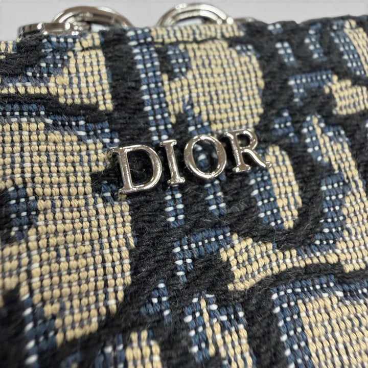 未使用品▼DIOR ディオール オム 20BBC119YSE レザー使い オブリーク ジップポーチ ショルダーバッグ ネイビー メンズ 箱・保存袋付き