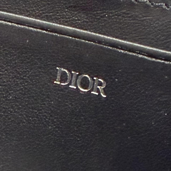 未使用品▼DIOR ディオール オム 20BBC119YSE レザー使い オブリーク ジップポーチ ショルダーバッグ ネイビー メンズ 箱・保存袋付き