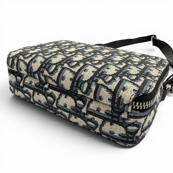 未使用品▼DIOR ディオール オム 20BBC119YSE レザー使い オブリーク ジップポーチ ショルダーバッグ ネイビー メンズ 箱・保存袋付き