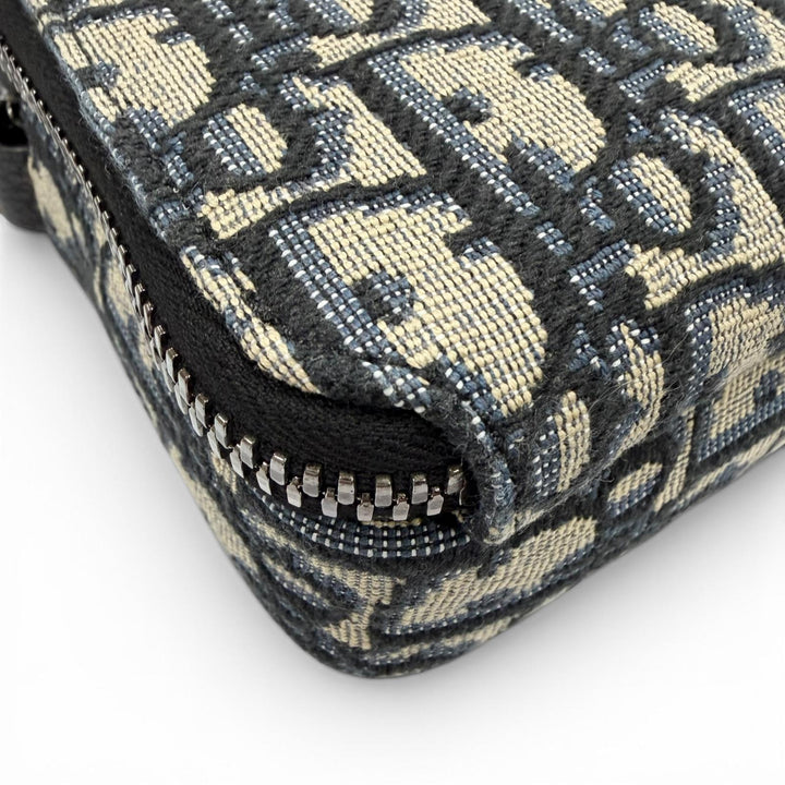 未使用品▼DIOR ディオール オム 20BBC119YSE レザー使い オブリーク ジップポーチ ショルダーバッグ ネイビー メンズ 箱・保存袋付き