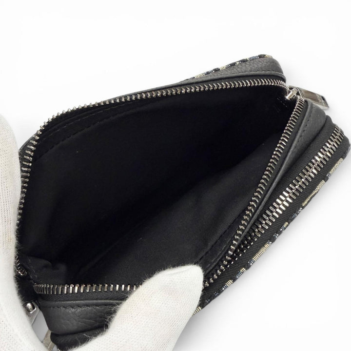 未使用品▼DIOR ディオール オム 20BBC119YSE レザー使い オブリーク ジップポーチ ショルダーバッグ ネイビー メンズ 箱・保存袋付き