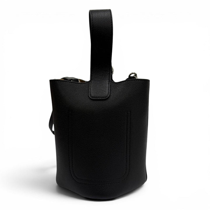 極美品★LOEWE ロエベ AANBBBMX31 ぺブル バケットバッグ ミニ ソフトグレインカーフ アナグラム レザー 2WAY ショルダーバッグ 黒 袋付