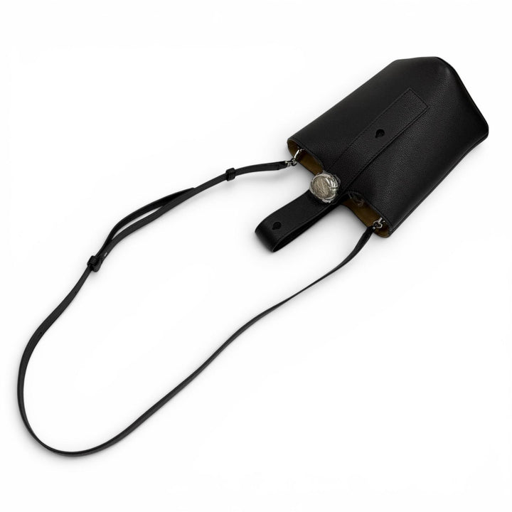 極美品★LOEWE ロエベ AANBBBMX31 ぺブル バケットバッグ ミニ ソフトグレインカーフ アナグラム レザー 2WAY ショルダーバッグ 黒 袋付