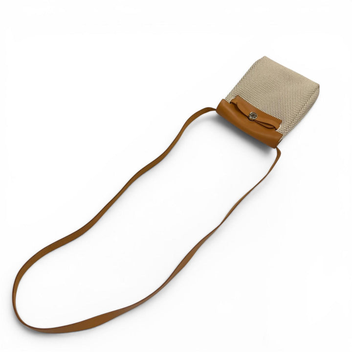 極美品☆HERMES エルメス エールバッグ TPM ショルダーバッグ トワルGM トワルオフィシエ レザー ナチュラル ベージュ ブラック □H刻印