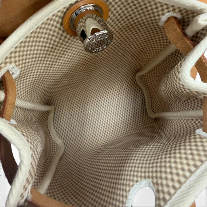 極美品☆HERMES エルメス エールバッグ TPM ショルダーバッグ トワルGM トワルオフィシエ レザー ナチュラル ベージュ ブラック □H刻印