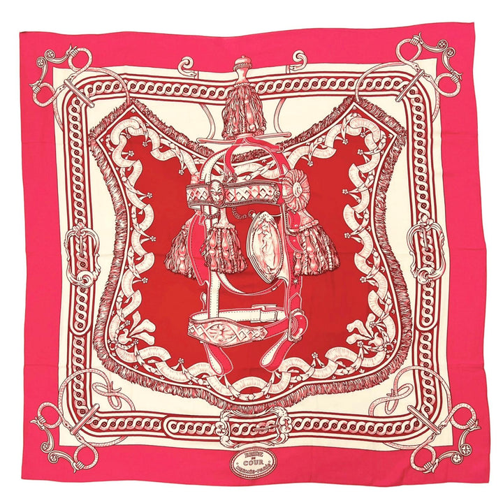 未使用品▲HERMES エルメス 2024年製 243579S カレ140 BRIDE DE COUR カシミヤ シルク カレジェアン スカーフ ピンク 仏製 レディース