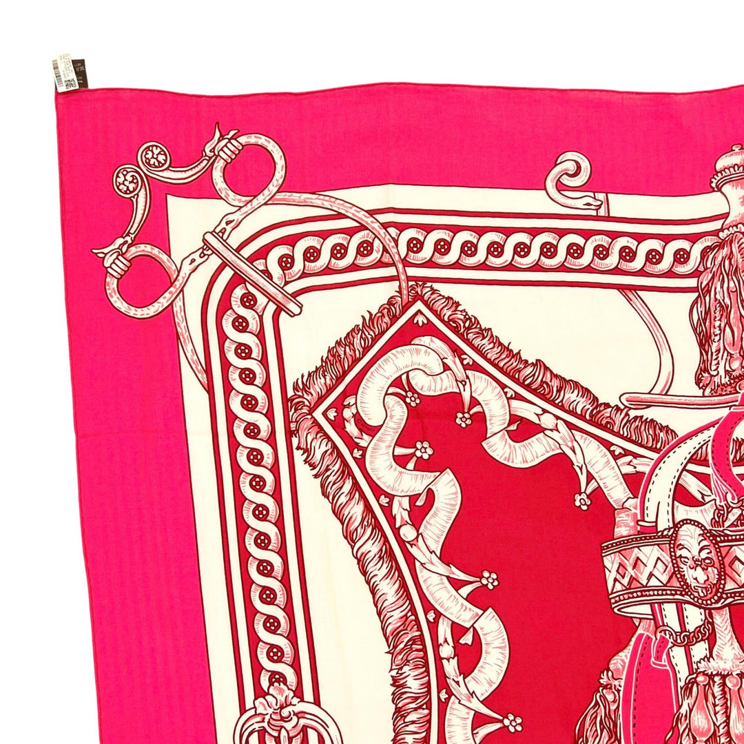 未使用品▲HERMES エルメス 2024年製 243579S カレ140 BRIDE DE COUR カシミヤ シルク カレジェアン スカーフ ピンク 仏製 レディース