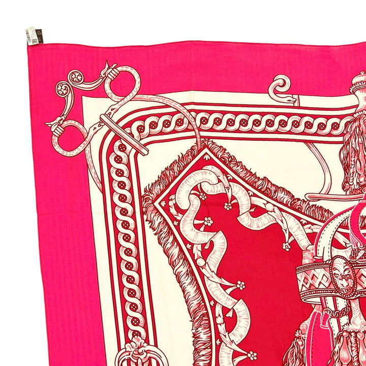 未使用品▲HERMES エルメス 2024年製 243579S カレ140 BRIDE DE COUR カシミヤ シルク カレジェアン スカーフ ピンク 仏製 レディース