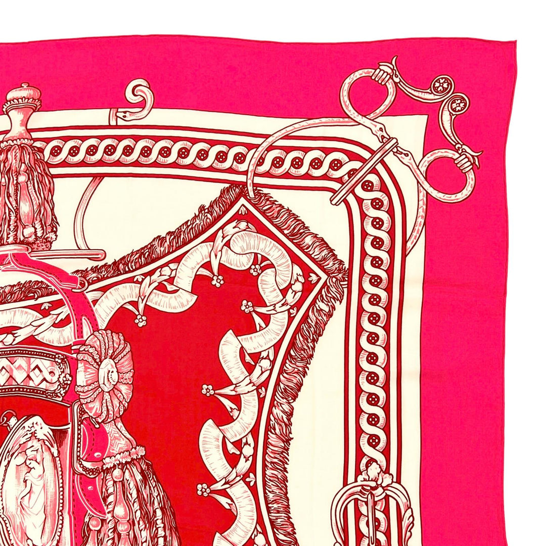 未使用品▲HERMES エルメス 2024年製 243579S カレ140 BRIDE DE COUR カシミヤ シルク カレジェアン スカーフ ピンク 仏製 レディース