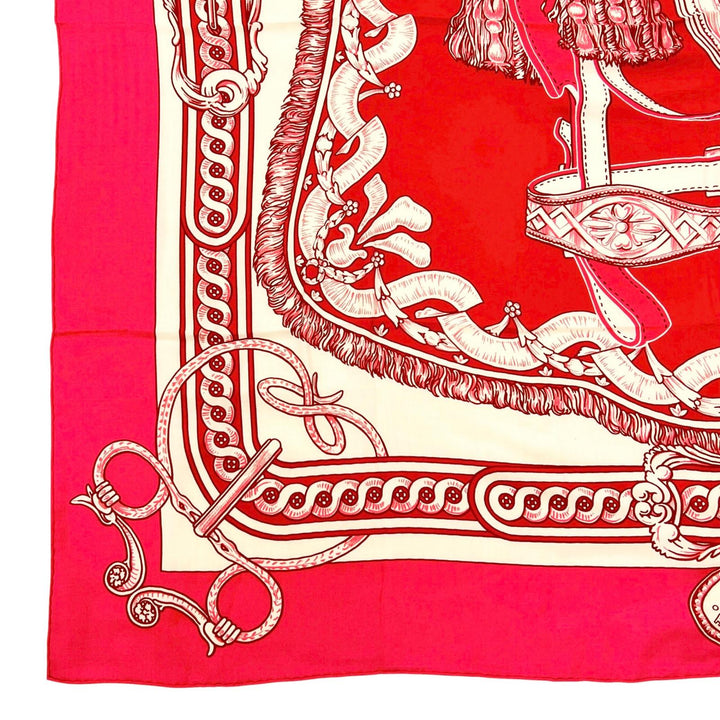 未使用品▲HERMES エルメス 2024年製 243579S カレ140 BRIDE DE COUR カシミヤ シルク カレジェアン スカーフ ピンク 仏製 レディース