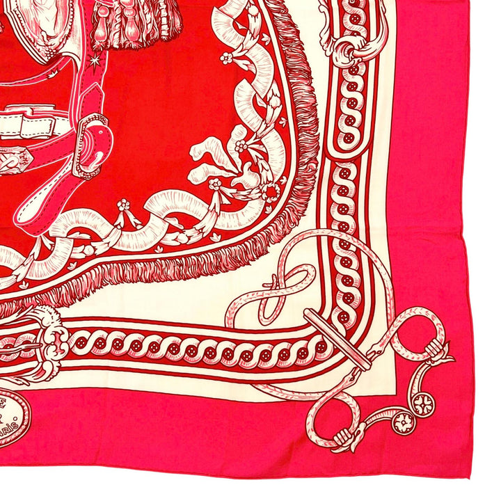 未使用品▲HERMES エルメス 2024年製 243579S カレ140 BRIDE DE COUR カシミヤ シルク カレジェアン スカーフ ピンク 仏製 レディース