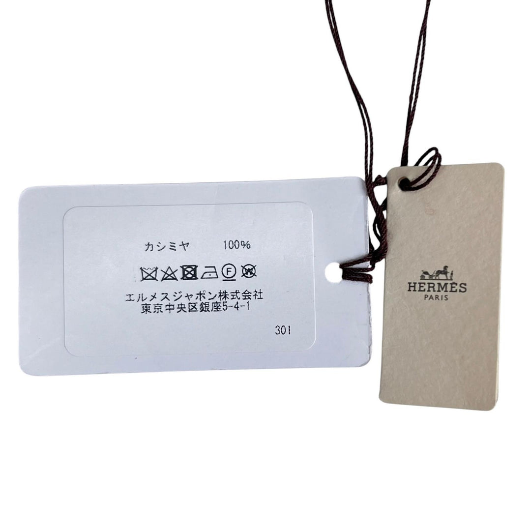 未使用品▲HERMES エルメス カシミヤ100% カザック・ジグザグ フリンジ付 マフラー レッド オレンジ イタリア製 レディース