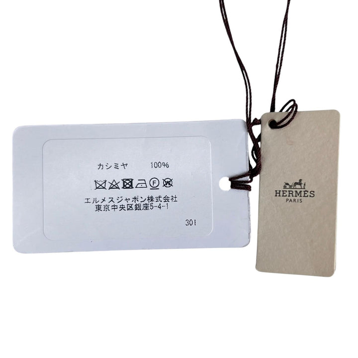 未使用品▲HERMES エルメス カシミヤ100% カザック・ジグザグ フリンジ付 マフラー レッド オレンジ イタリア製 レディース