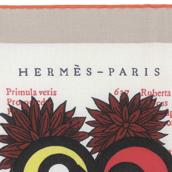 極美品▲HERMES エルメス カレジェアン カレ140 BOTANICA GRAFICA カシミヤ シルク スカーフ マルチ フランス製 レディース 箱付き