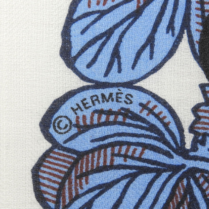 極美品▲HERMES エルメス カレジェアン カレ140 BOTANICA GRAFICA カシミヤ シルク スカーフ マルチ フランス製 レディース 箱付き